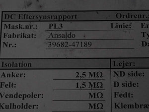 Ansaldo 39682-47189 GH180 M DC Motor 76 KW w/ Tachogenerator