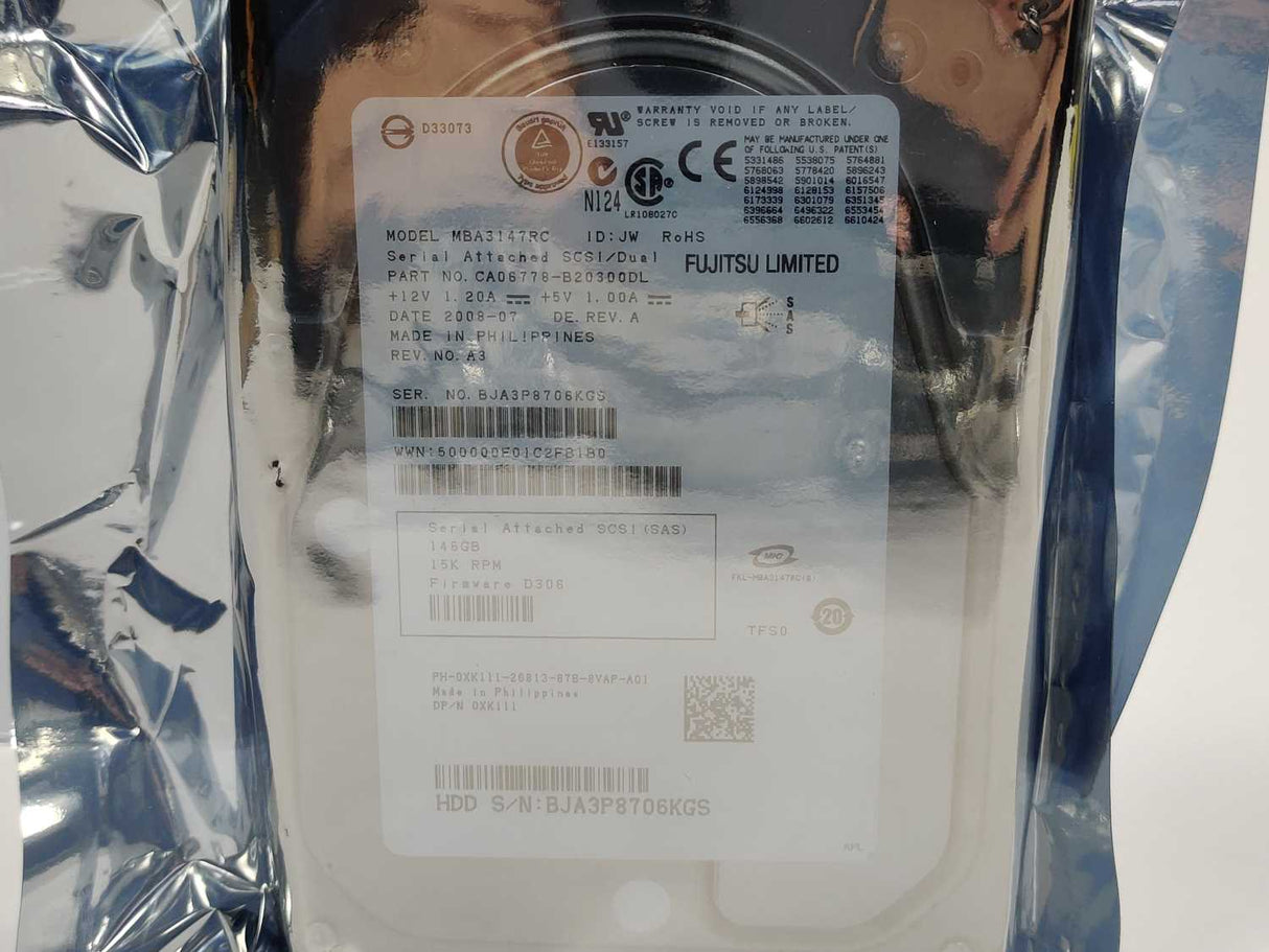 Fujitsu MBA3147RC Hard Drive Fujitsu 146GB 3Gb/s SAS 3.5"