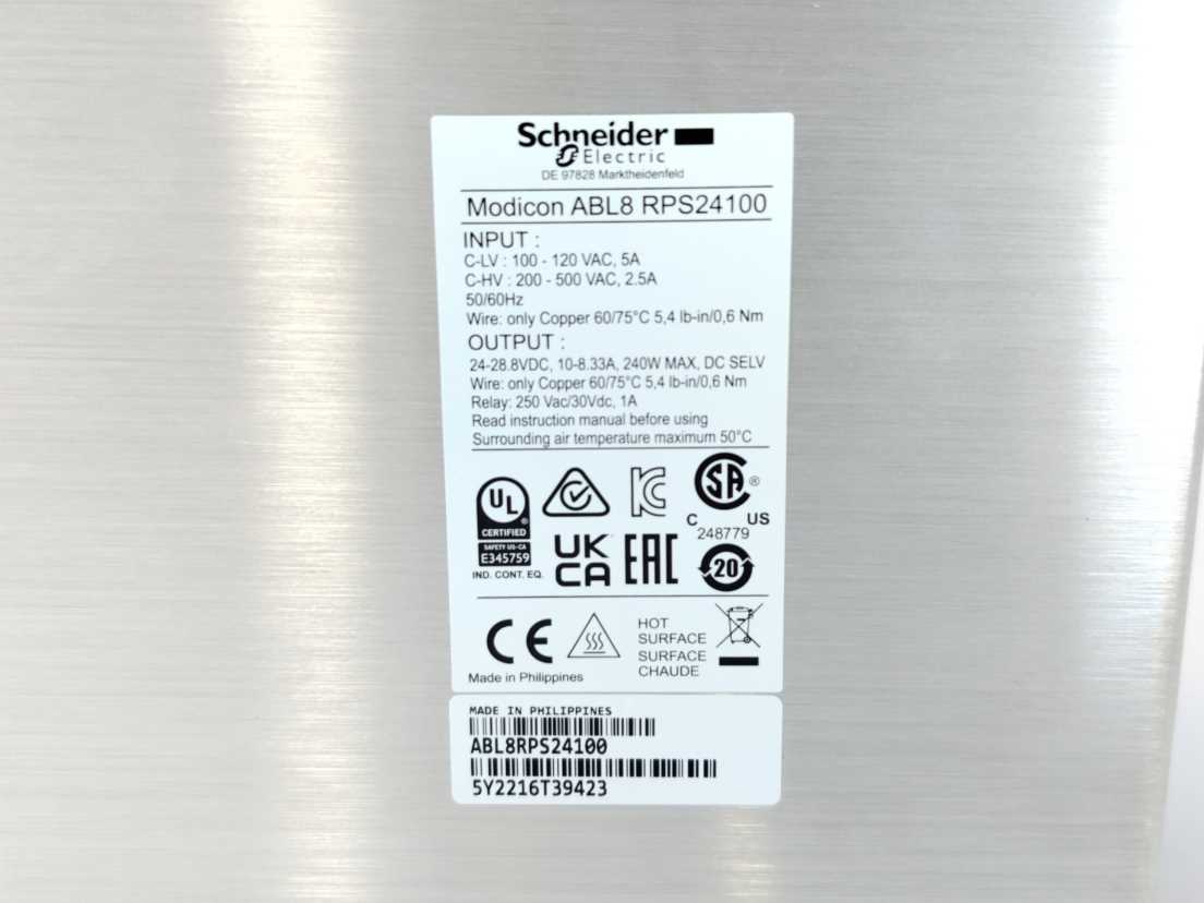 Schneider Electric ABL8RPS24100 Universal Power Supply 24 V, 10 A