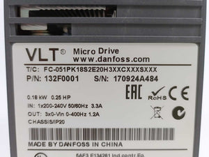 Danfoss FC-051PK18S2E20H3XXCXXXSXXX 132F0001 VLT Micro Drive FC-51