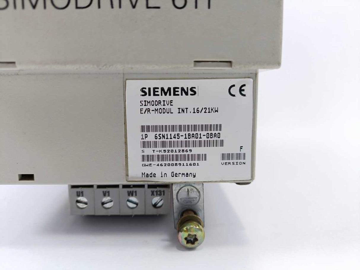 Siemens 6SN1145-1BA01-0BA0 SIMODRIVE 611 E/R Modul Int. 16/21KW, for parts