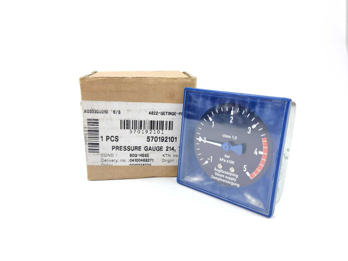 GETINGE 570192101 Pressure Gauge 214, -1 to 5 bar GETINGE Autoclave Spareparts