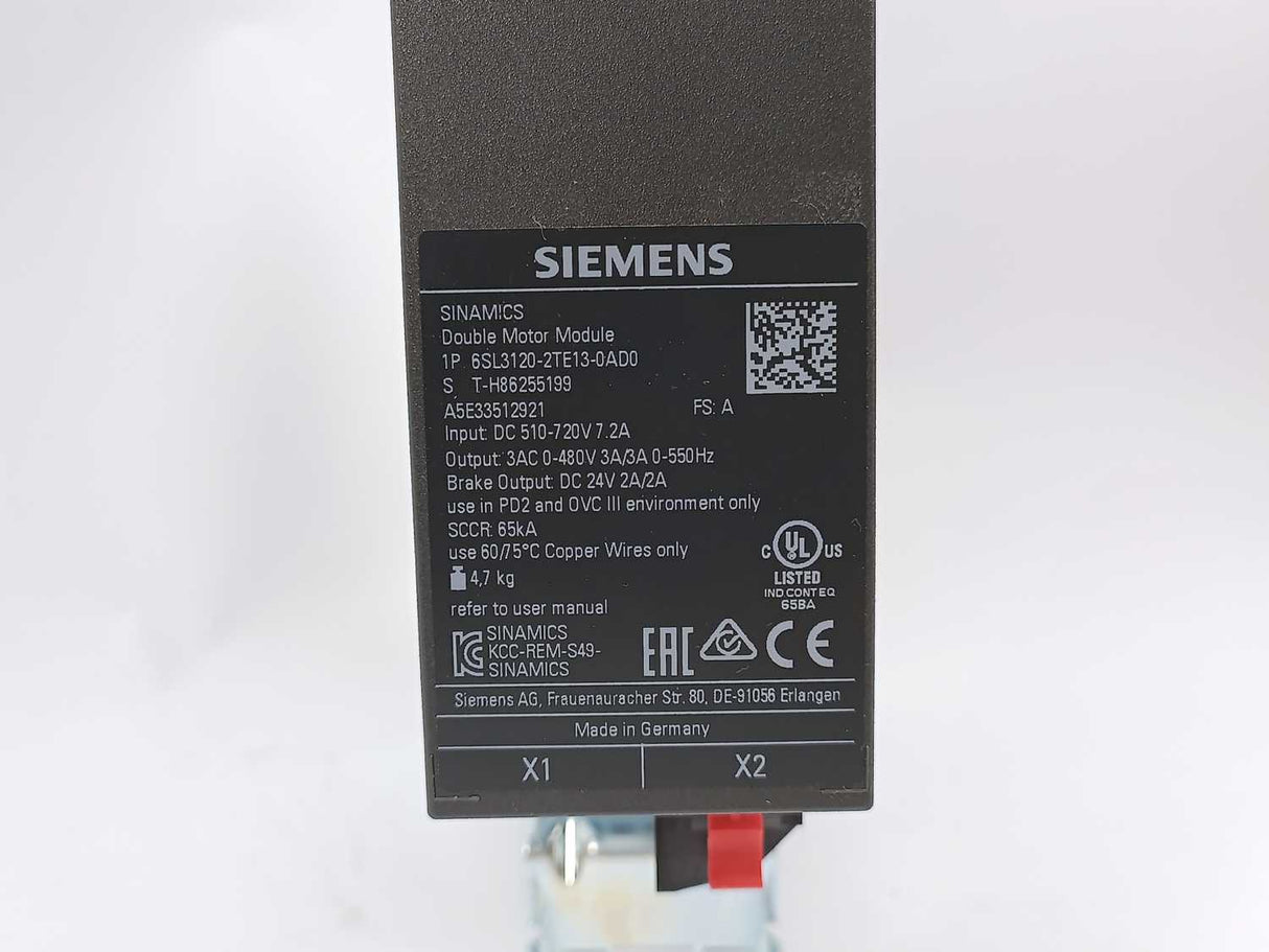 Siemens 6SL3120-2TE13-0AD0 SINAMICS Double Motor Module
