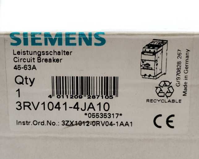 Siemens 3RV1041-4JA10 Circuit Breaker E05