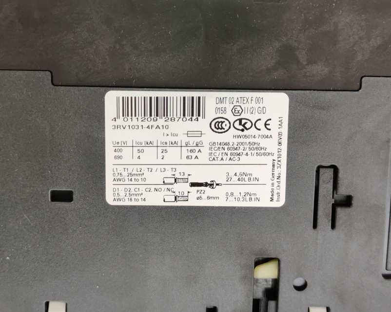 Siemens 3RV1031-4FA10 SIRIUS Circuit Breaker