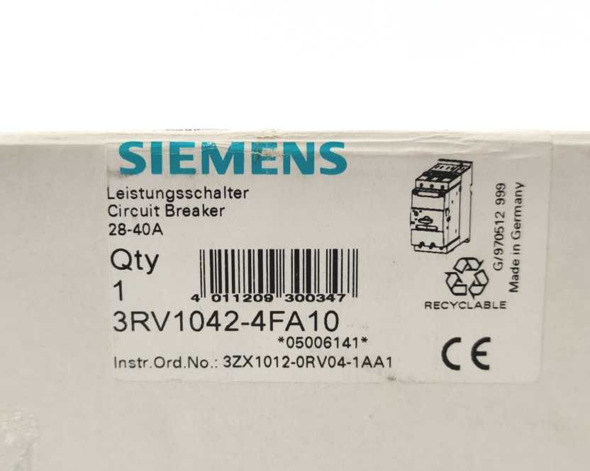 Siemens 3RV1042-4FA10 Circuit Breaker Size S3