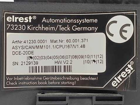 Elrest 41230.0001 Automation System  DCE-20DE