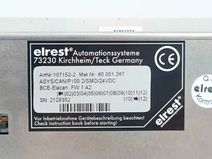 Elrest 107152-2 Operational Panel Control 60.001.267