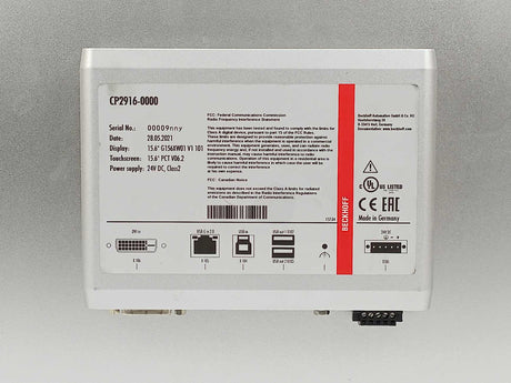 Beckhoff CP2916-0000 Multi-Touch Built-In Control Panel W/ DVI/USB