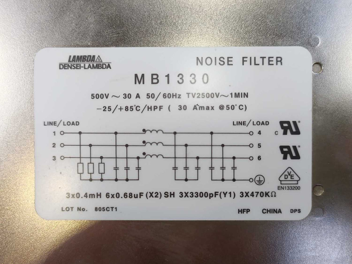 Densei-Lambda MB1330 Noise Filter 500V ~ 30A 50/60Hz TV2500V~1MIN
