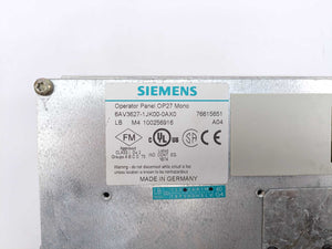 Siemens 6AV3627-1JK00-0AX0 Operator Panel OP27 Mono Ver. A04