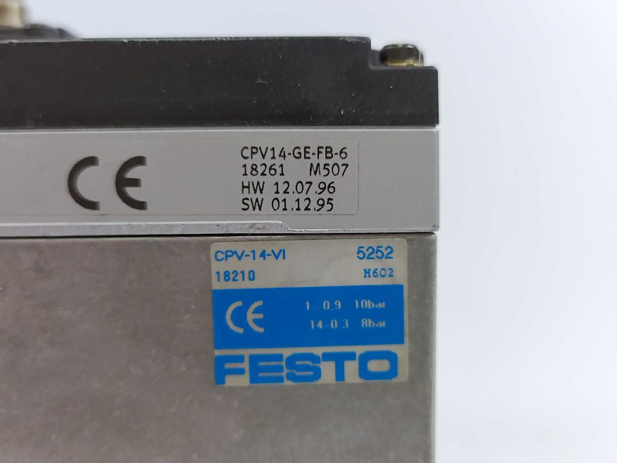 Festo 18210 CPV14-VI Valve Terminal, w/ 18261 CPV14-GE-FB-6