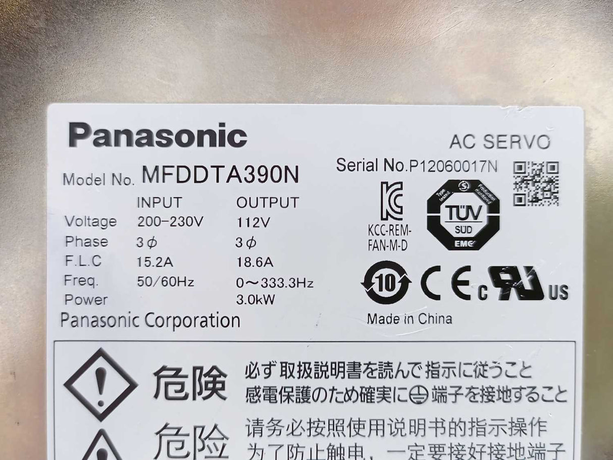 Panasonic  MFDDTA390N AC Servo Driver 100A 240V Load