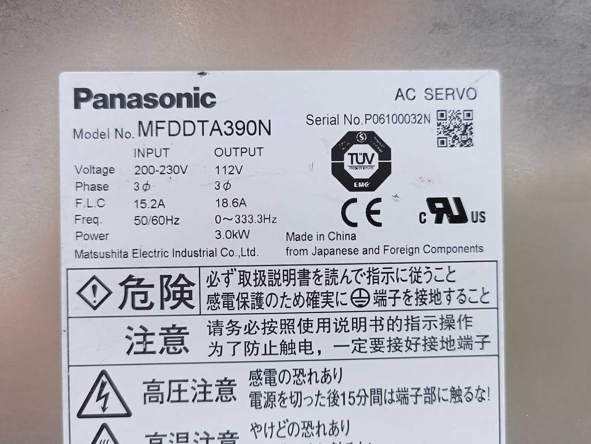 Panasonic  MFDDTA390N AC Servo Driver 100A 240V Load
