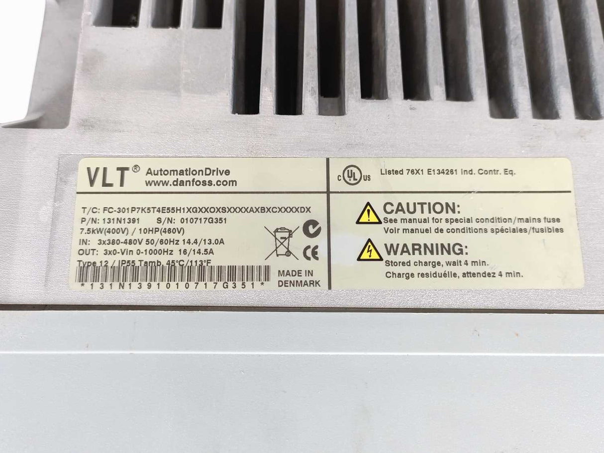 Danfoss 131N1391 FC-301P7K5T4E55H1 VLT Automation Drive 7.5kW