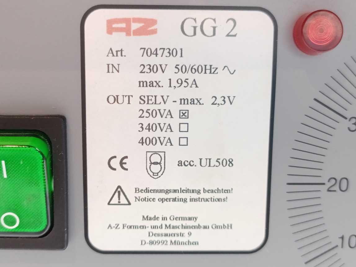 A-Z Formen 7047301 GG2, Base Unit Power Control  230V, 50/60Hz, 1,95A, 2,3V