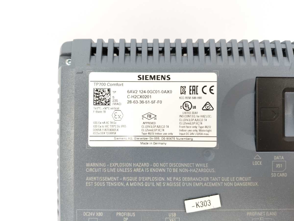 Siemens 6AV2124-0GC01-0AX0 SIMATIC HMI TP700 Comfort Panel For Parts