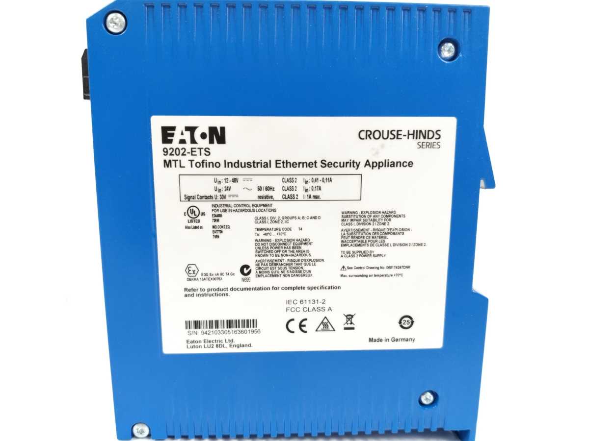 Eaton 9202-ETS MTL Tofino Industrial Ethernet Security Appliance