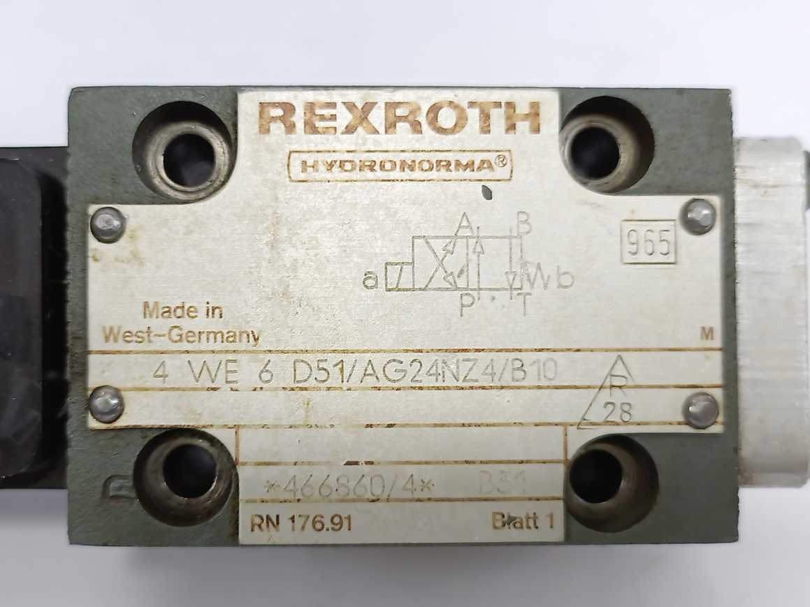 Rexroth Hydronorma 4 WE 6 D51/AG24NZ4/B10 Solenoid Directional Control Valve