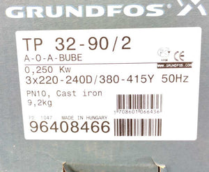 Grundfoss 96408466 Inline single stage pump TP 32-90/2 & SIEMENS 81602314 Motor