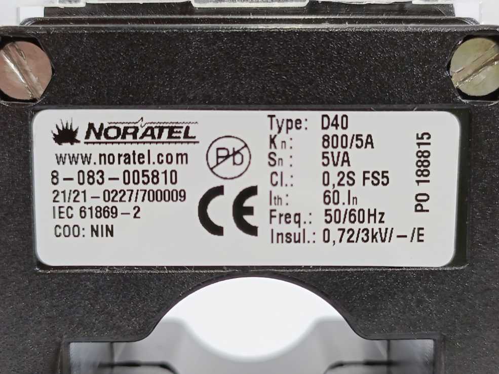 Noratel 8-083-005810 D40 Transformer 800/5A