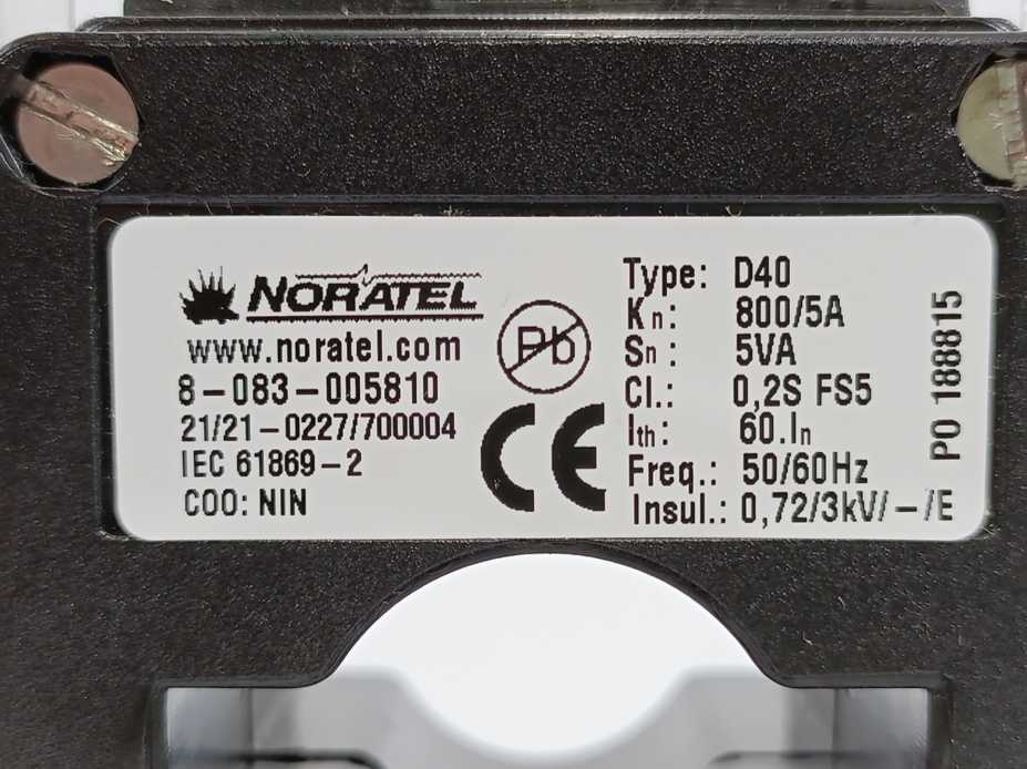 Noratel 8-083-005810 D40 Transformer 800/5A