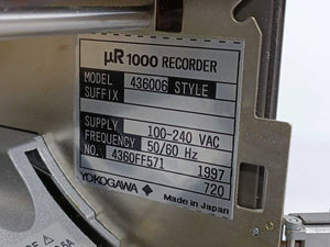 Yokogawa 436006 uR1000 Strip Chart Recorder, 100-240VAC, 50/60Hz