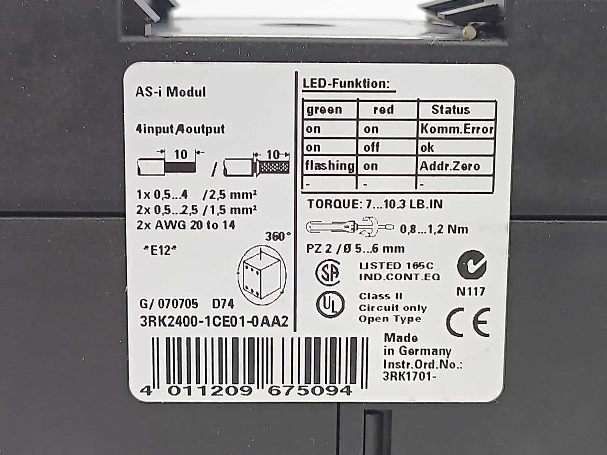 Siemens 3RK2400-1CE01-0AA2 AS Interface Module