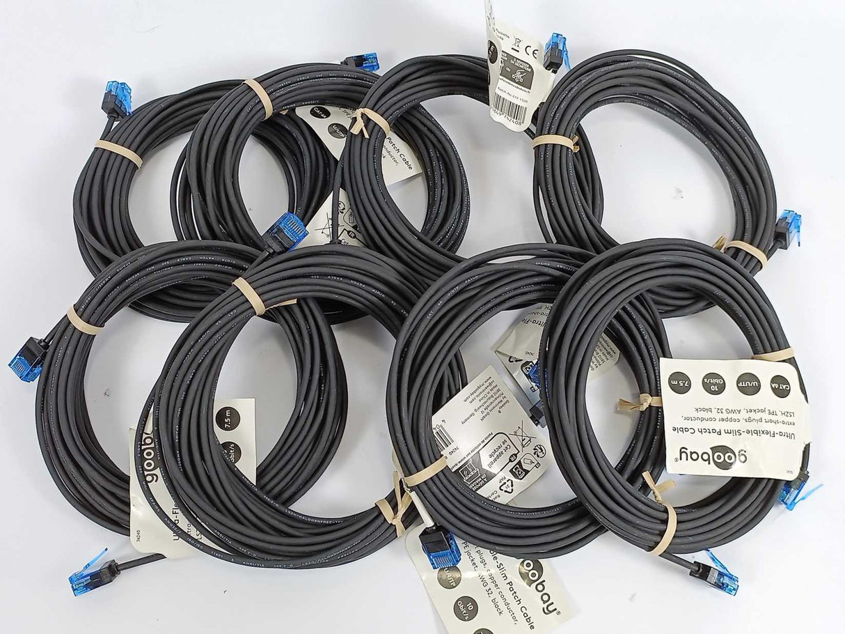 Goobay 74240 Ultra-Flexible-Slim Patch Cable, 7.5m cable, Batch of 8pcs