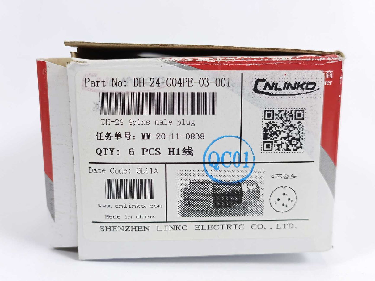 Cnlinko DH-24-C04PE-03-001 4pins Male Plug, Batch of 6pcs