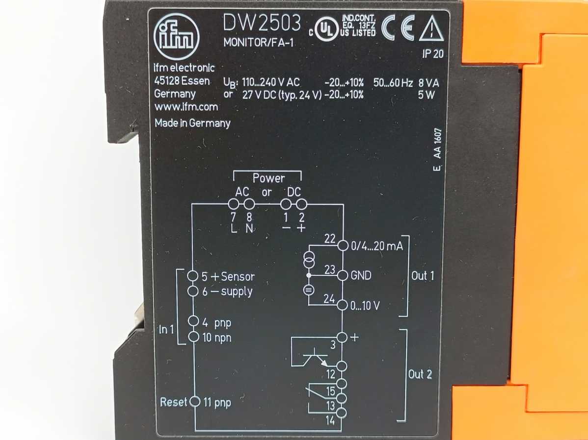 Ifm Electronic DW2503 Monitor/FA-1