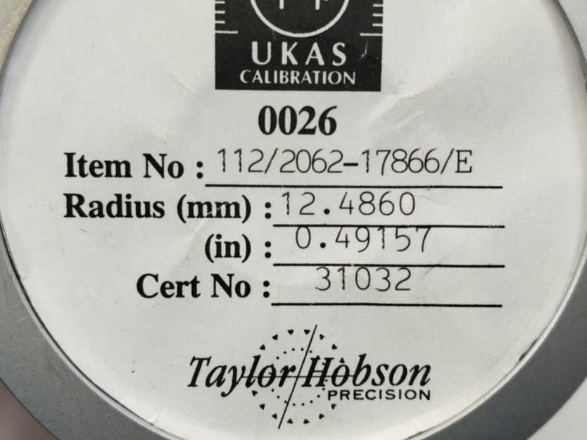 Taylor Hobson 112-2026 Calibration Ball 12.5mm, real: 12.4860mm