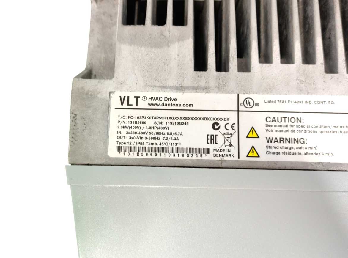 Danfoss 131B5660 FC-102P3K0T4P55H1XG VLT 3kW 4.0HP