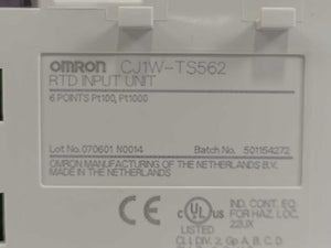OMRON CJ1W-TS562 RTD INPUT UNIT with CJ-WM01-18P