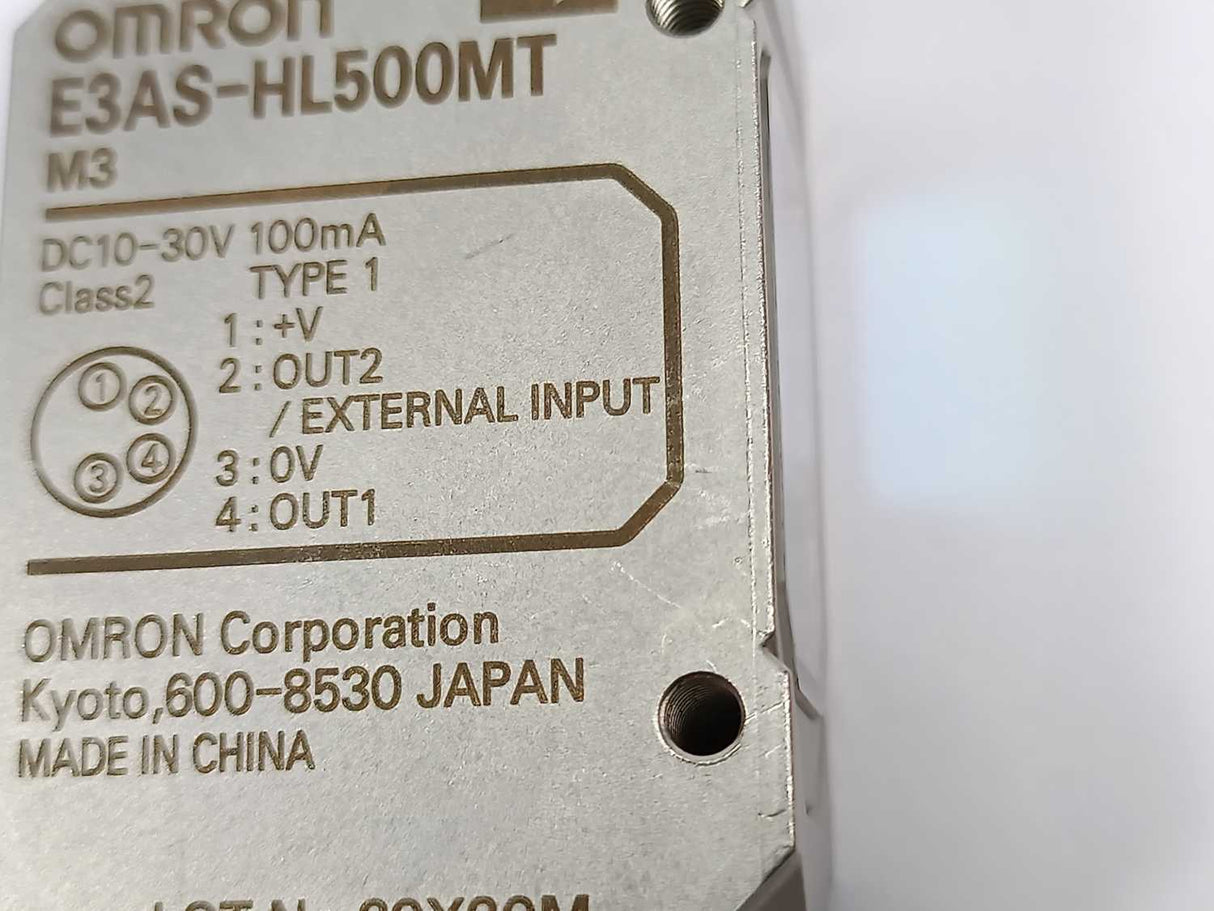 OMRON E3AS-HL500MT M3 Photoelectric Sensor 10-30 VDC