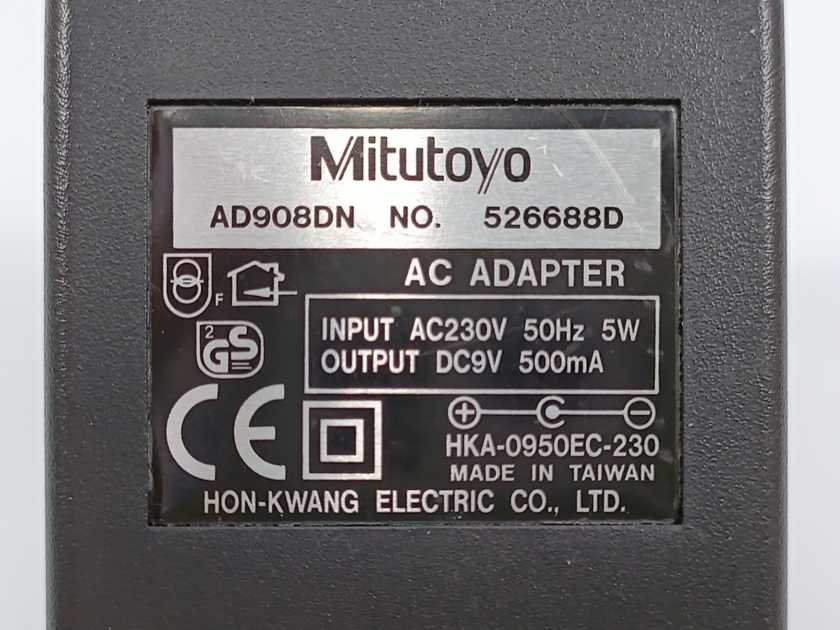 Mitutoyo 526688d AC Adapter 230V 9V 500mA (Europe)