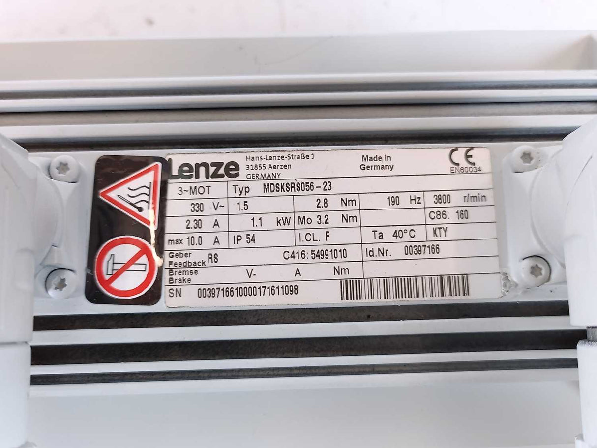 LENZE MDSKSRS056-23 15001101 Synchronous Servo Motor 1,1kW