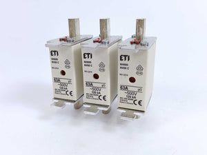 ETI 004181212 Fuse Links 63A 500V NH000 NV00 C 3Pcs.