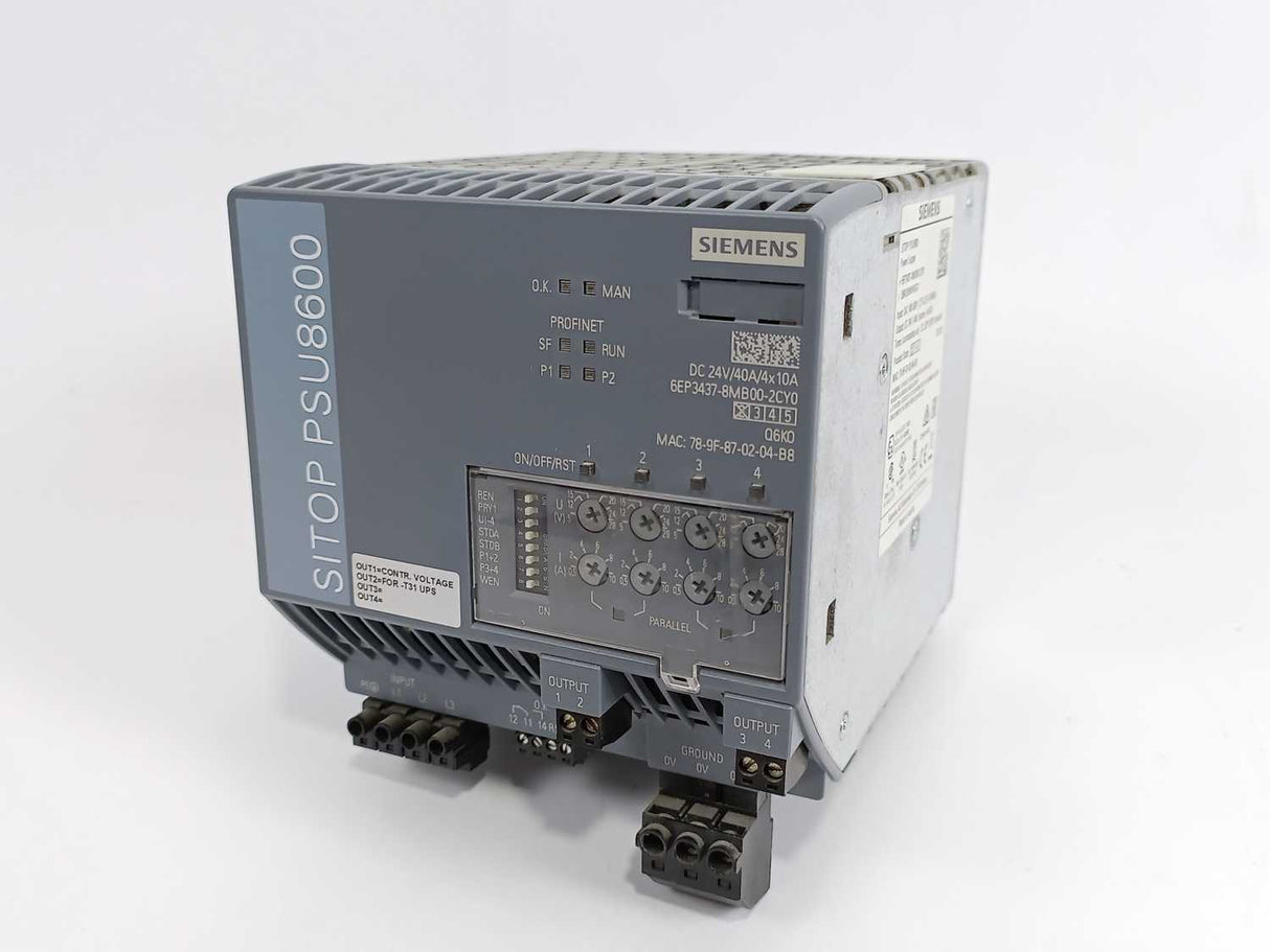 Siemens 6EP3437-8MB00-2CY0 SITOP PSU8600 POWER SUPPLY