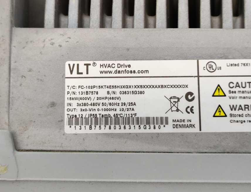 Danfoss 131B7578 FC-102P15KT4E55H3XGX 15 KW/20 HP VLT