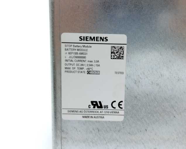 Siemens 6EP1935-6MD31 SITOP pure lead-acid battery module 24 V/2.5 Ah