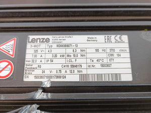 LENZE MDSKSBS071-13 15003607 Servo Motor, 325V, 8.3Nm, 185Hz, 3700 1/min