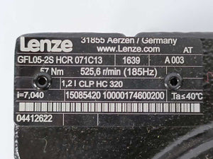 LENZE GFL05-2SHCR071C13 Gearbox i=7,040, 57Nm, 525,6 r/min (185Hz)