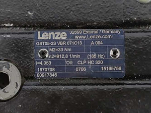 LENZE GST05-2SVBR071C13 Gearbox i=4.053, 33Nm, 185Hz