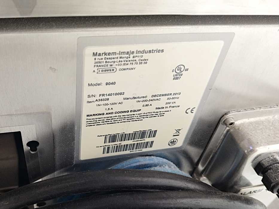 MARKEM IMAJE 9040 A36328, Inkjet Printer 50/60Hz, 0.85A, 200VA For Spare Parts