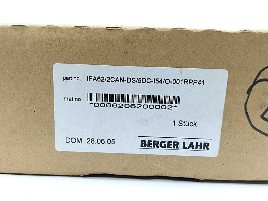 berger Lahr IFA62/2CAN-DS/5DC-I54/O-001RPP41 36VDC 6A Servo Motor