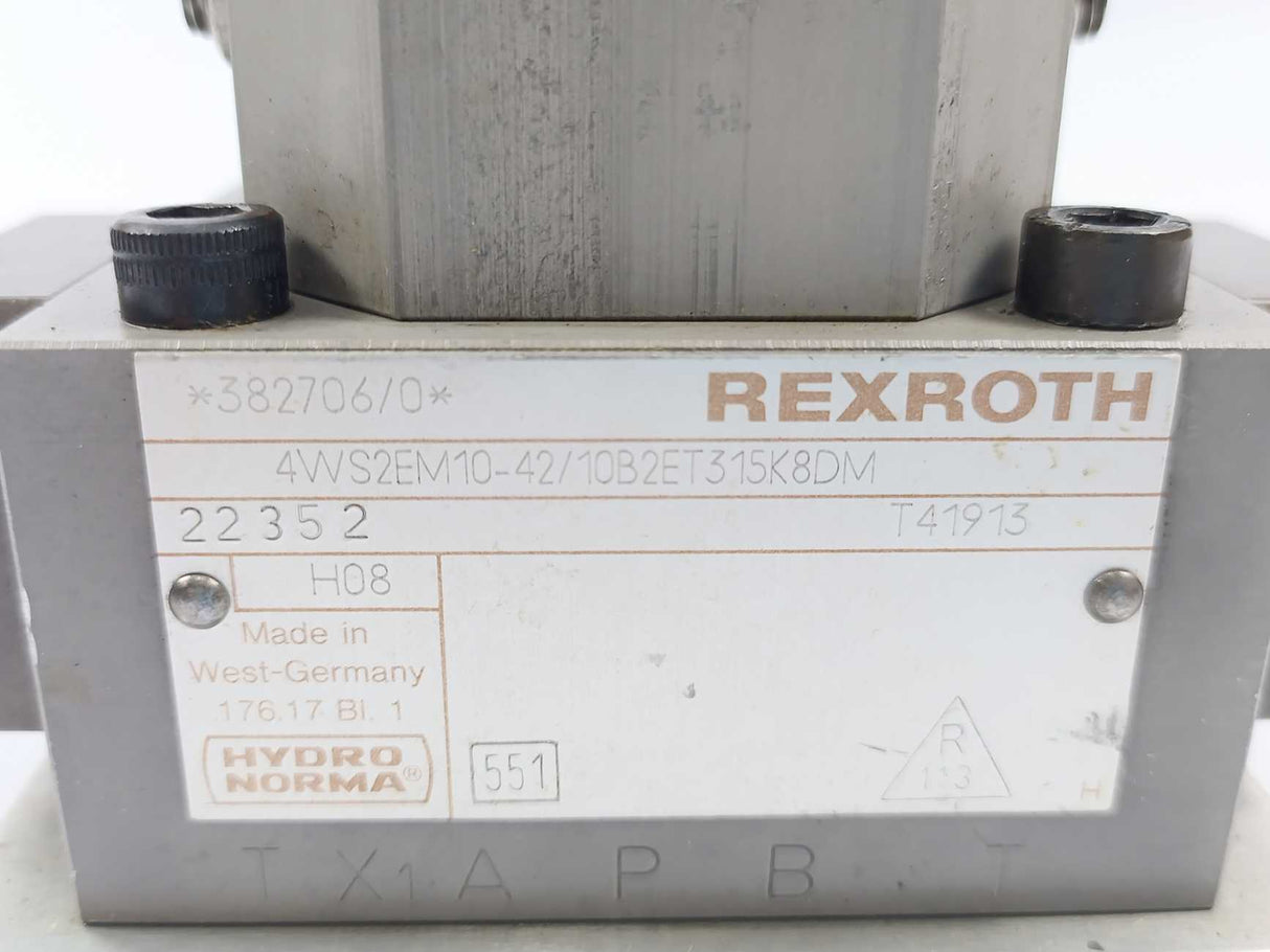Rexroth 382706 4WS2EM10-42/10B2ET315K8DM Servo Valve