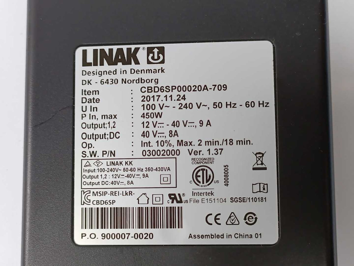 LINAK CBD6SP00020A-709 Control Box, 100V-240V, 50-60Hz, 450W