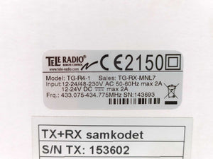 Tele Radio TG-R4-1 TG-RX-MNL7, In: 12-24/48-230V, 50-60Hz, 2A