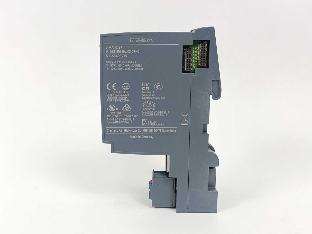 Siemens 6ES7155-6AU02-0BN0 Simatic ET 200SP module w/ 6ES7193-6PA00-0AA0